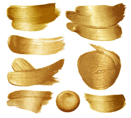 Gold paint set on white background. illustrationのイラスト素材
