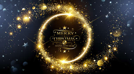 Christmas background with gold magic stars. Vector illustrationのイラスト素材