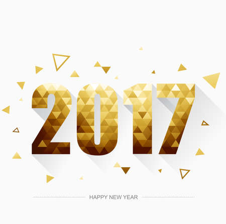 Happy new year 2017 Gold. Low poly design. Vector illustrationのイラスト素材