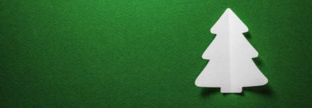 Christmas Tree white color from paper with shadow. Holiday symbolの写真素材