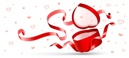 Open gift with red ribbonのイラスト素材
