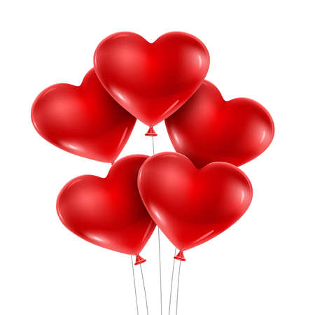 Red heart balloonsのイラスト素材