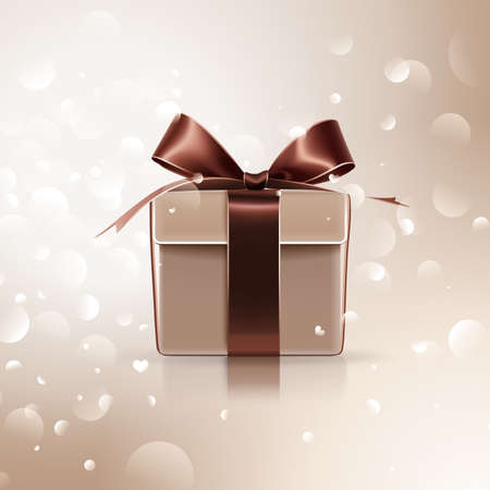 Gift with brown bowのイラスト素材