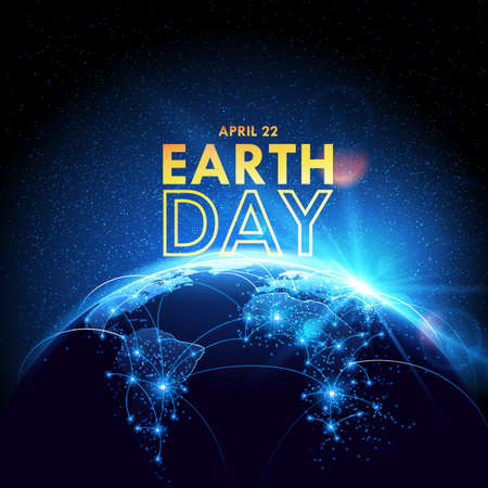 Planet earth with sunriseのイラスト素材