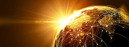 Global network with sunriseのイラスト素材