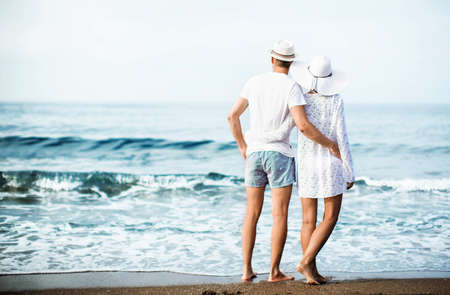 Young couple on the beachの写真素材