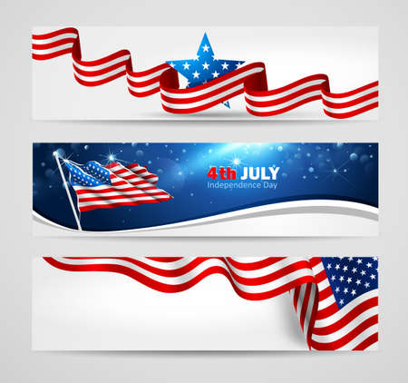 Collection of banners for Independence Day USA. Vector illustrationのイラスト素材