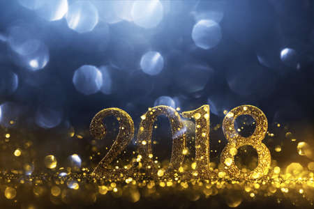 New Year Decoration, Closeup on Gold 2018の写真素材