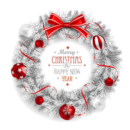 Christmas Wreath Whiteのイラスト素材