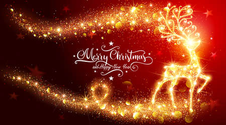 Christmas card with Shiny Magic Deerのイラスト素材