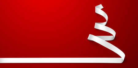 Christmas Tree Ribbon Whiteのイラスト素材