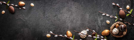 Easter Decoration on Dark Backgroundの写真素材