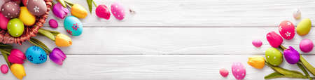 Easter Eggs with Flowersの写真素材