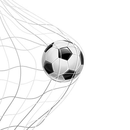 Soccer ball in net on a white backgroundのイラスト素材