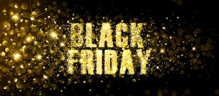 Black Friday Gold Glitter Background. Vector illustrationのイラスト素材