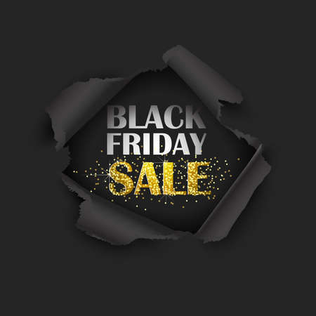 Torn Paper Black Friday Sale. Vector illustrationのイラスト素材