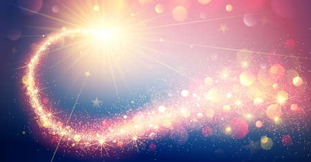 Gold Magic Star, Winter Light Background.の写真素材