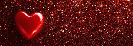 Valentines Day Background, Abstract Red Heart Holiday Backdrop Glittering Effect