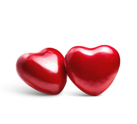 Red Hearts Isolated on White Backgroundの写真素材