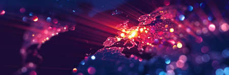 World Map Europe with Glitter and Glow Effect.の写真素材