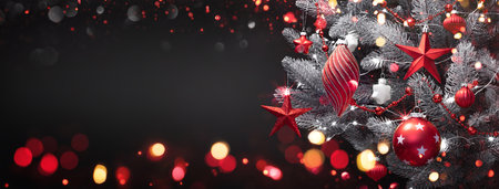 Christmas Decoration With Red Starsの写真素材