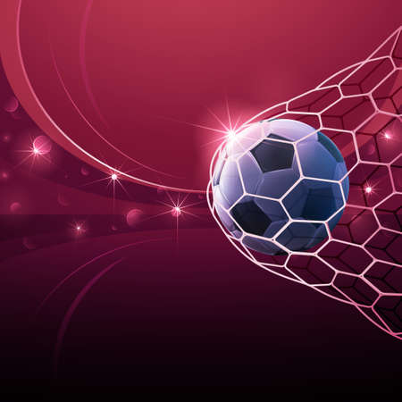 Realistic soccer ball hitting the netのイラスト素材
