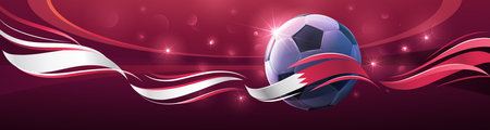 Realistic soccer ball with Qatar flag. Football championshipのイラスト素材