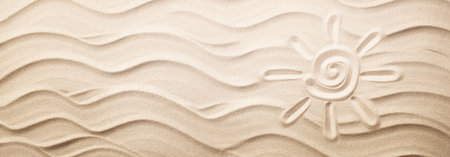 Simple sun drawing in the sandの写真素材