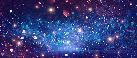 Abstract blurred glitter effects background. Dark blue colorの写真素材