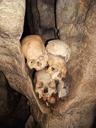 real skulls, indonesian cave 