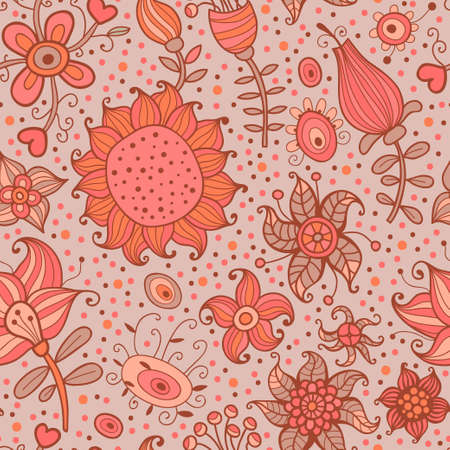 Flowering Garden  Seamless pattern  Vector illustration のイラスト素材