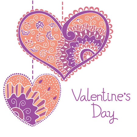 Decorative card with hearts for Valentine day. Vector illustration.のイラスト素材