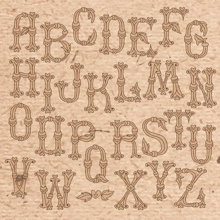 Whimsical Hand Drawn Alphabet Letters. Vector Illustration.のイラスト素材