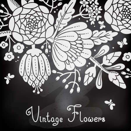 Vintage card with a blossoming branchのイラスト素材