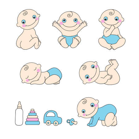Set of cute baby boy.のイラスト素材