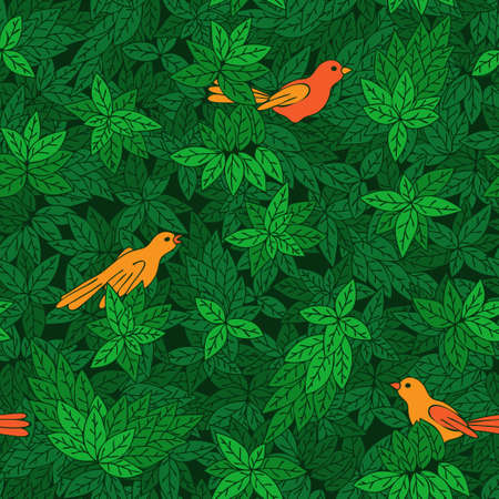 Foliate pattern with birds  Seamless pattern can be used for wallpaper, pattern fills, web page background,surface textures のイラスト素材