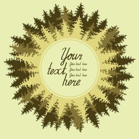Illustration of coniferous forest with a place for your text. のイラスト素材