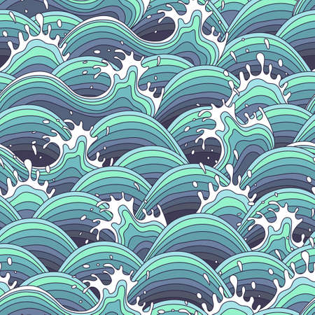 Sea wave background in the decorative style  のイラスト素材