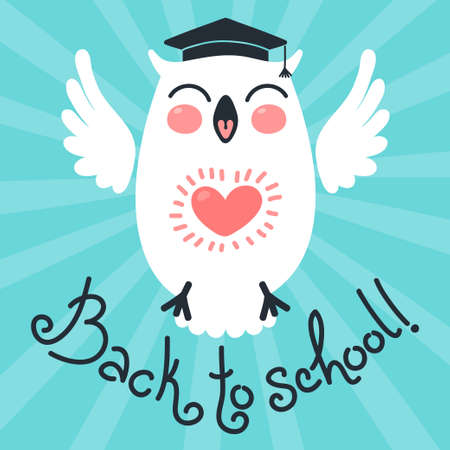 Back to school  Card with an owl  のイラスト素材
