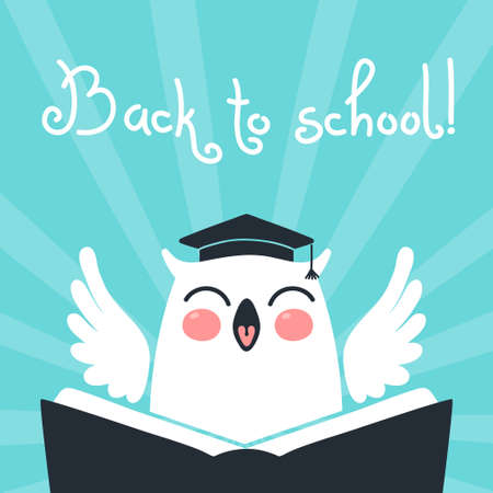 Welcome back to school  Card with an owlのイラスト素材