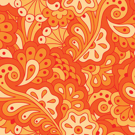 Hand drawn seamless pattern with abstract flowers. Ethnic seamless pattern. Vector backdrop.のイラスト素材