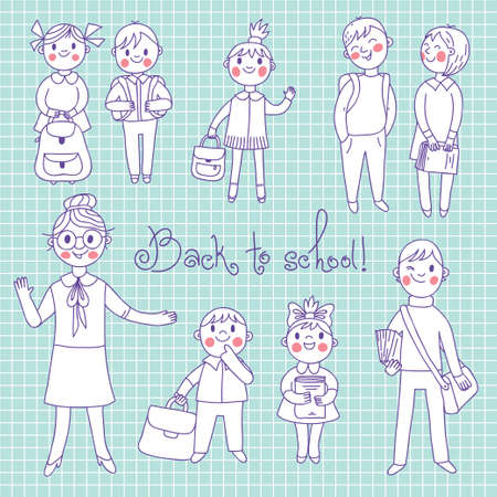 The teacher with the students  のイラスト素材