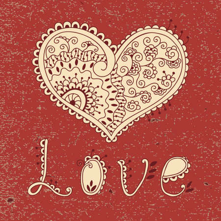 Vintage card with hearts Valentine s Day  Vector illustration のイラスト素材
