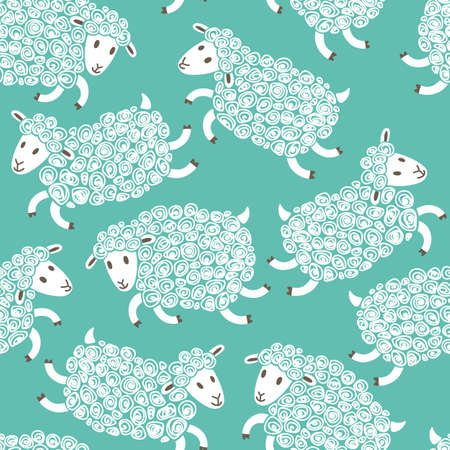 Seamless pattern with cute sheep. Vector illustration.のイラスト素材