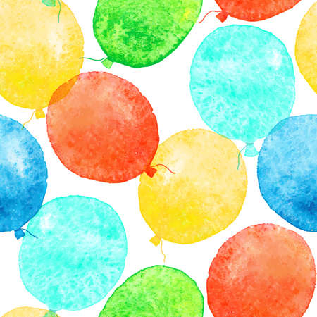 Seamless pattern with colorful watercolor balloons. Vector illustration.のイラスト素材