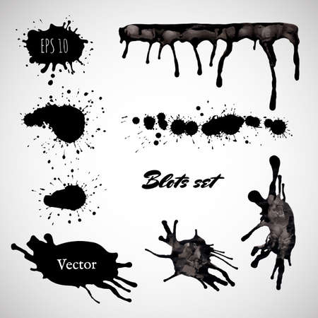 Ink blot collection isolated on white background. のイラスト素材