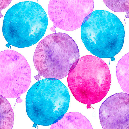 Seamless pattern with colorful watercolor balloons. のイラスト素材