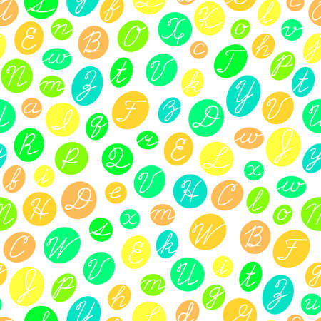Seamless pattern with English cursive letters. Vector illustration.のイラスト素材