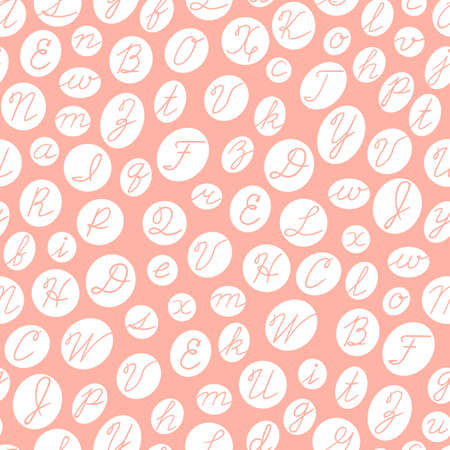 Seamless pattern with English cursive letters. Vector illustration.のイラスト素材