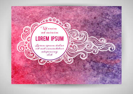 Watercolor background with decorative elements and place for your text.のイラスト素材